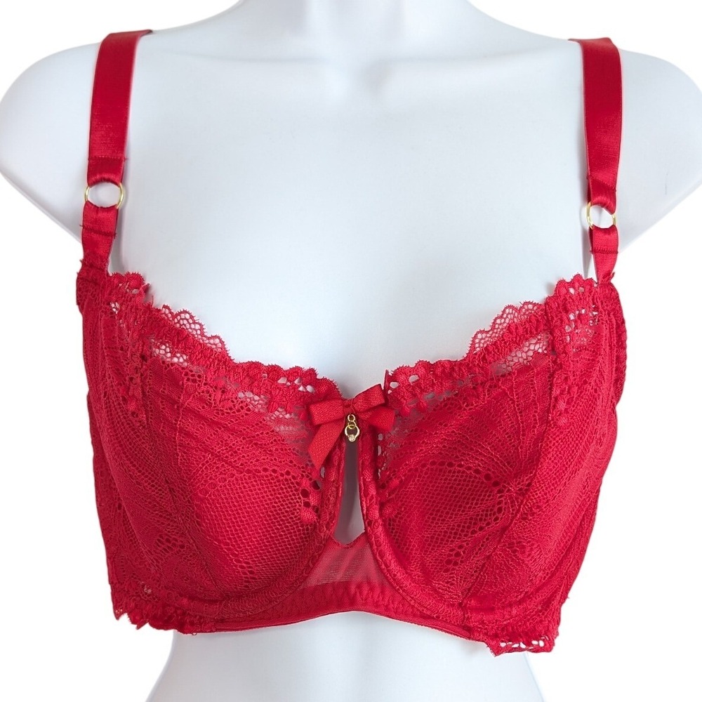 Charade Magenta Pink 32I Lace Overbust Bra Adjustable